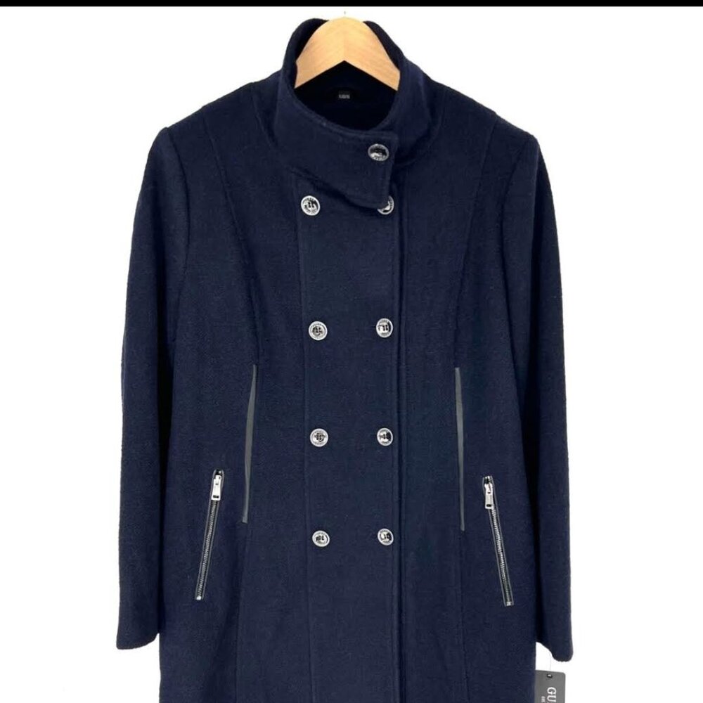 Guess Women's Dark Blue Double-Breasted Pea Coat XL - Picture 1 of 16